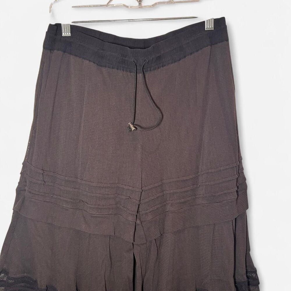 Free People Pippa Black Mesh Tiered Wide Leg Pants Small Whimsigoth Fairy Goth - Picture 4 of 7